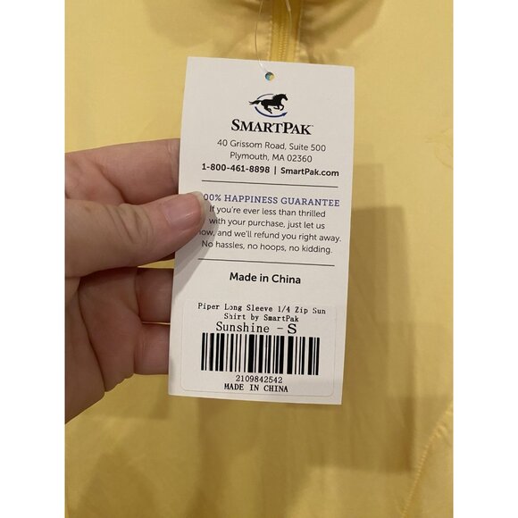 Piper by SmartPak Shirt Womens Small Sunshine Yellow 1/4 Zip Long Sleeve Sun - Picture 3 of 4